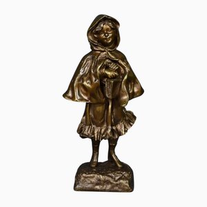 Schulmädchenfigur aus Bronze von Tremo, Frühes 20. Jahrhundert