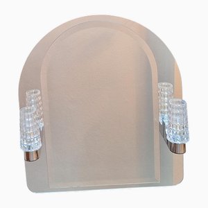 Espejo de pared vintage con espejo doble y soportes cromados, años 70