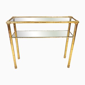 Table Console Rectangulaire en Aluminium Doré, 1980s