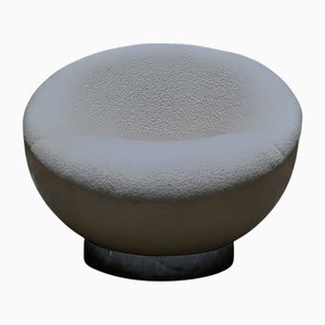 Space Age Ball Swivel Armchair in Fiberglass and White Bouclè, 1960s