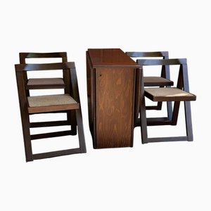 Vintage Folding Chairs and Drop-Leaf Dining Table, 1960s, Set of 5