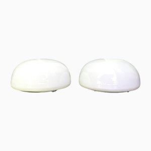 Vintage White Opaline Glass Flush Mounts, 1990s, Set of 2