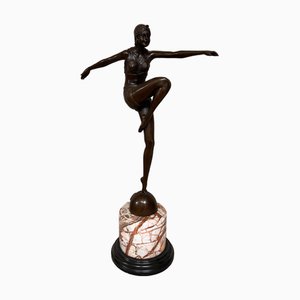 I. Philipp, Bronze Tänzerin, 1950er, Bronze auf Marmorsockel
