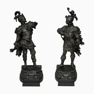 Guerriers Figuratifs, 1800s, Bronzes, Set de 2