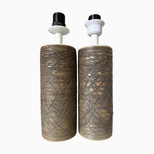 Mid-Century Sgrafitto Stoneware Table Lamps by Aage Rasmus for Selsbo, Sweden, 1960s, Set of 2