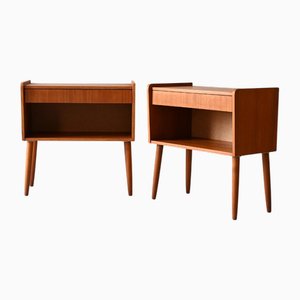 Tables de Chevet Vintage Scandinaves en Teck, 1950s, Set de 2