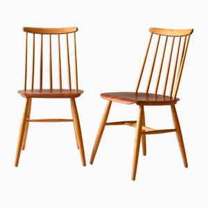 Set of Scandinavian Chairs in Beech and Mahogany by Ilmari Tapiovaara, 1950s