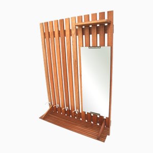 Grand Portemanteau Vintage avec Miroir et Portemanteau en Teck, 1960s
