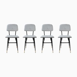 Grey Velvet Chairs, 1960, Set of 8
