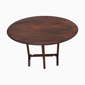 Small French Wood Wine Tasting Table with Tilt Top, 1920s