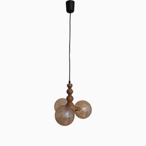 Lampada vintage con struttura in faggio, anni '80
