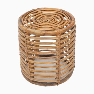 Zylindrischer Pouf aus gebogenem Rattan von Castano, 1960er