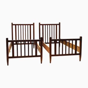 Rationalist Oak Wood Single Beds, Italy, Set of 2