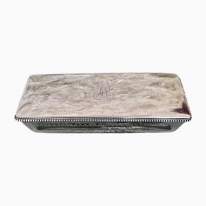Antique French Crystal and Sterling Silver Lidded Box, 1890s