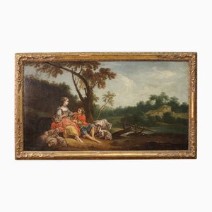 Französischer Schulkünstler, Rokoko Galant Scene, 1750, Öl auf Leinwand, Gerahmt