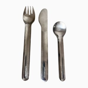 Vintage Lufthansa Airline Cutlery Set by Wolf Karnagel for WMF, 1986, Set of 3