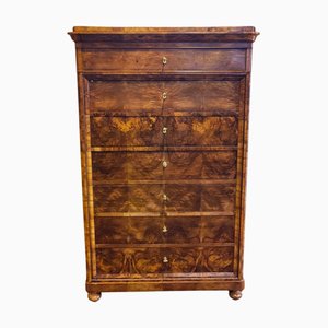Biedermeier Chiffoniere in Nussbaum mit Sekretärfach, Süddeutschland
