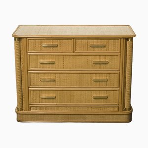 Rattan and Brass Dresser, 1970s