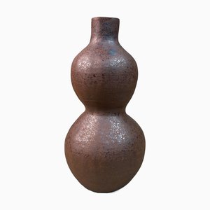 Jarrón doble de calabaza japonés de Bizen Yaki Ceramics, años 40