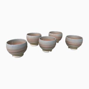 Tazze da tè Hagi-Yaki Yunomi, Giappone, anni '80, set di 5