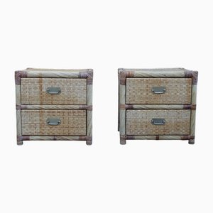 Tables de Chevet en Osier de Bambou par Tommaso Barbi, 1970, Set de 2