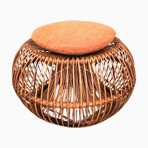 Round Rattan Pouf, 1960s