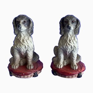 Vintage English Cocker Spaniel Welpen Statuen, 1980er, 2er Set