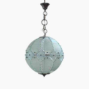 Pendant Lamp with Satin Glass Elements and Hot Chiselled Edges from Fontana Arte, 1960s
