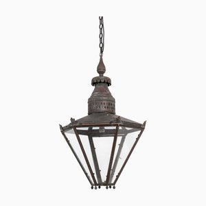 Farol grande hexagonal de cobre esmaltado, años 50