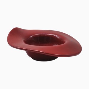 Milieu de Table en Céramique Ondulée Rouge, 1970s