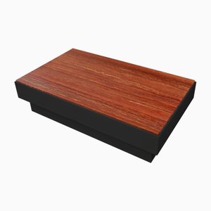 Table Basse en Travertin Rouge et Base en Bois Laqué Noir de Cupioli Living