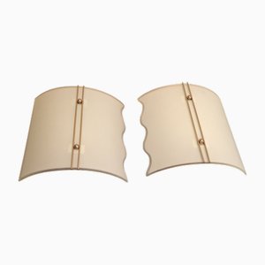 Vintage German Wall Lamps with Frosted Glass Shade in Metal Mount by Honsel, 1990s, Set of 2