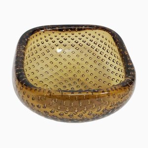 Cuenco de cristal de Murano Bullicante al estilo de Carlo Scarpa para Venini, Italia, años 50
