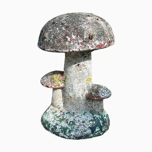 Vintage French Concrete Stone Garden Mushroom, 1950s