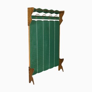 Mid-Century Modern Italian Coat Rack in Walnut, Brass & Vinyl by Manifattura Italiana, 1950s