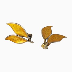 Pendientes David Andersen Mid-Century de plata esterlina y esmalte, años 50. Juego de 2