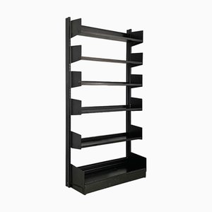 Italian Modern Bookcase in Black Metal with Adjustable Shelves, 1980s