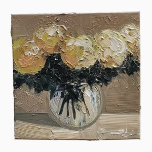 Vivek Mandalia, Yellow Flowers, Oil on Canvas