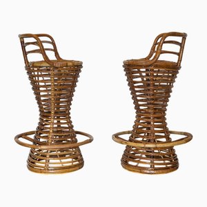 Set of Bamboo Bar Stools, 1970s, Set of 2