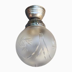 Plafonnier Art Déco Vintage en Laiton Plaqué Argent, 1920s