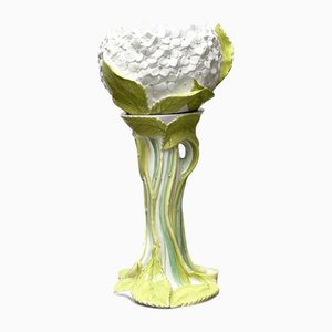 Italienischer Vintage Übertopf aus Keramik mit Blumenständer, 1980er, 2er Set