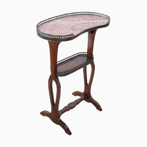 Antique Side Table in Walnut and Marble Top