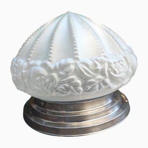 Vintage Art Deco Brassand Silver Plated Ceiling Lamp, 1920s