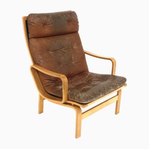 Skandinavischer Ledersessel von Karl-Erik Ekselius für Joc Vetlanda, 1960