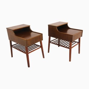 Tables de Chevet Scandinaves en Acajou, 1960, Set de 2