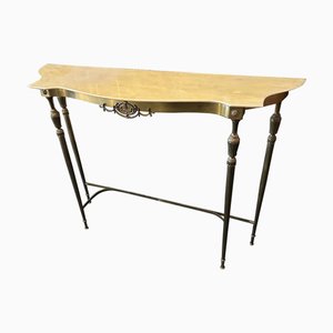 Table Console Mid-Century Moderne en Laiton et en Marbre, Italie, 1950s