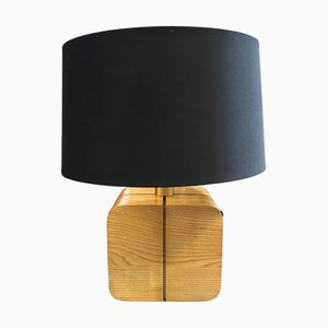 Mid-Century Modern Italian Table Lamp in Ash and Brass, 1970s