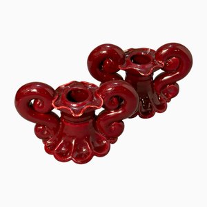 Baroque-Style Ceramic Candleholders, Set of 2