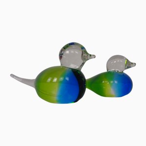 Mouth-Blown Glass Birds Paperweights, Sweden, 1970s, Set of 2