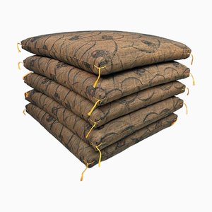 Vintage Japanese Zabuton Floor Cushions, 1980s, Set of 5
